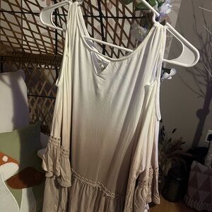 POL Ombre Ruffle Hem Tunic Tank – Boho Sleeveless Layer – Size S